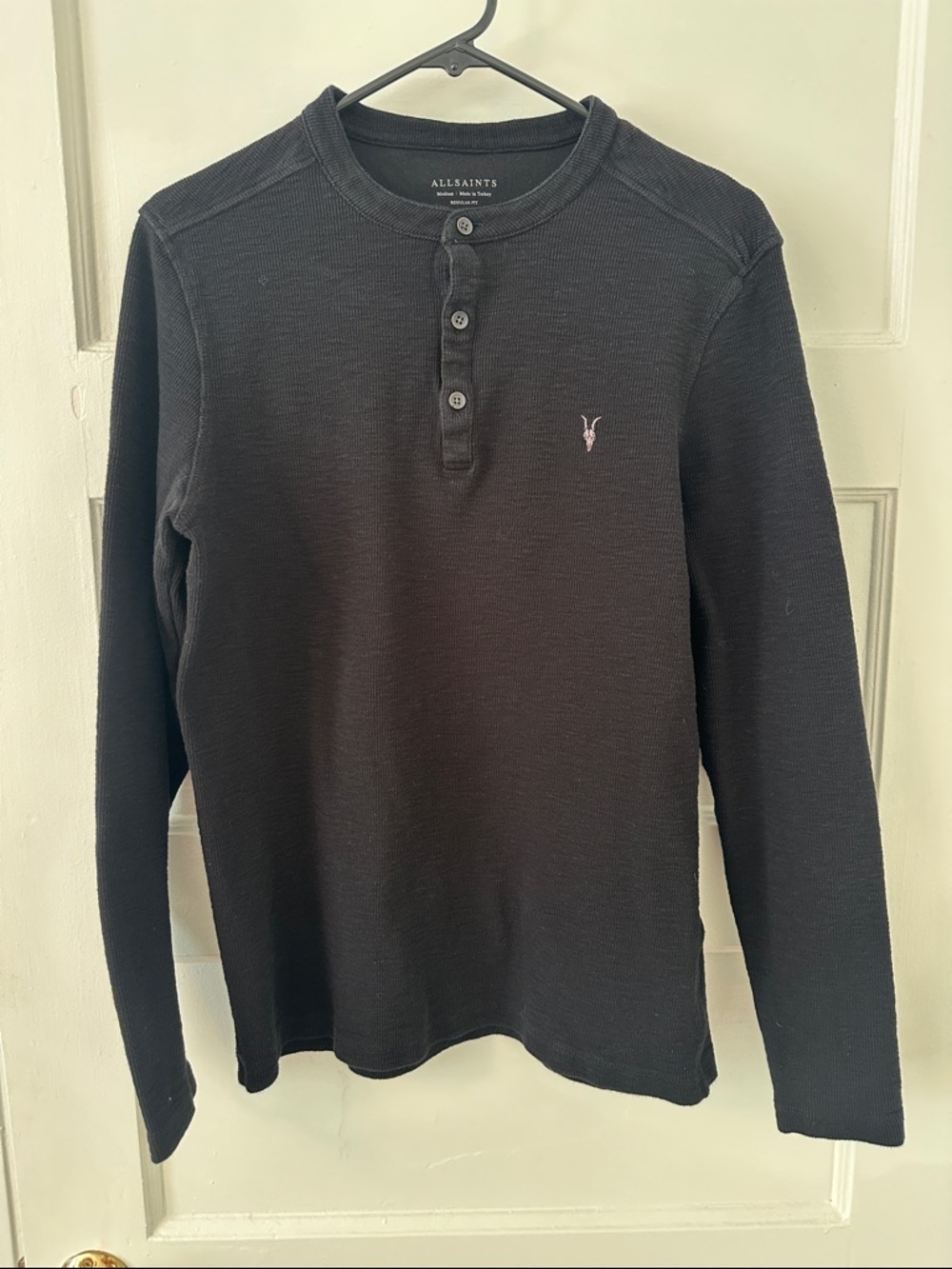 AllSaints Black Long-Sleeve Henley (very soft)